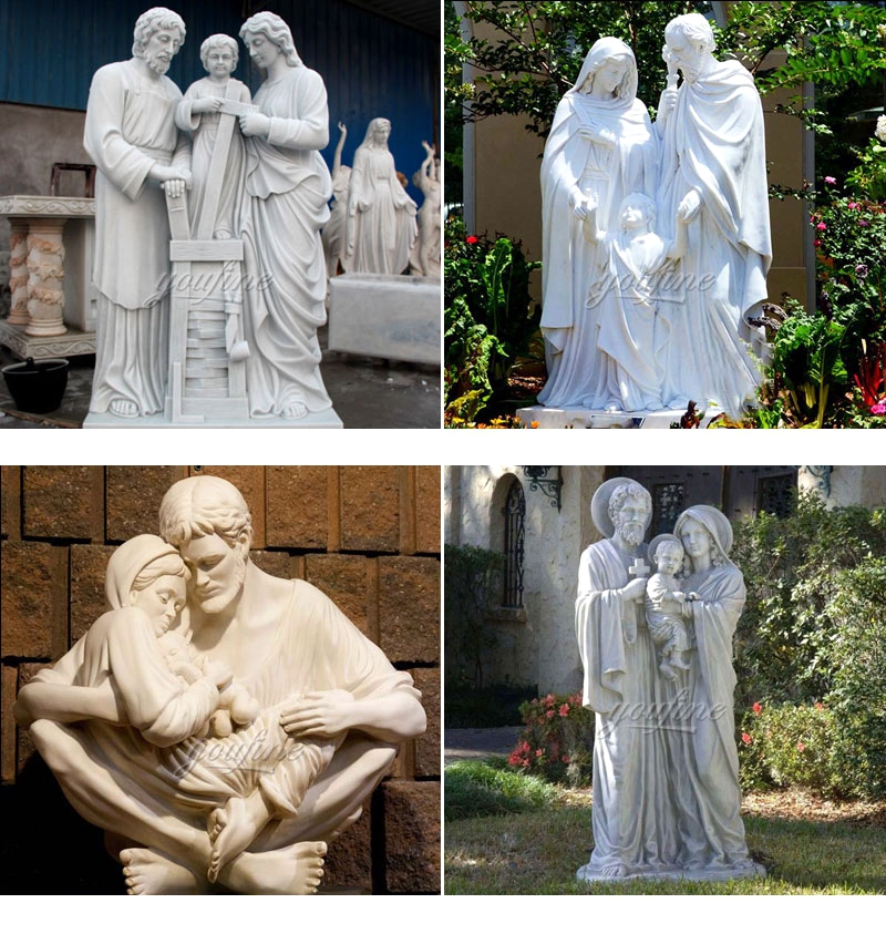 Catholic Holy Family White Marble Statue for sale
