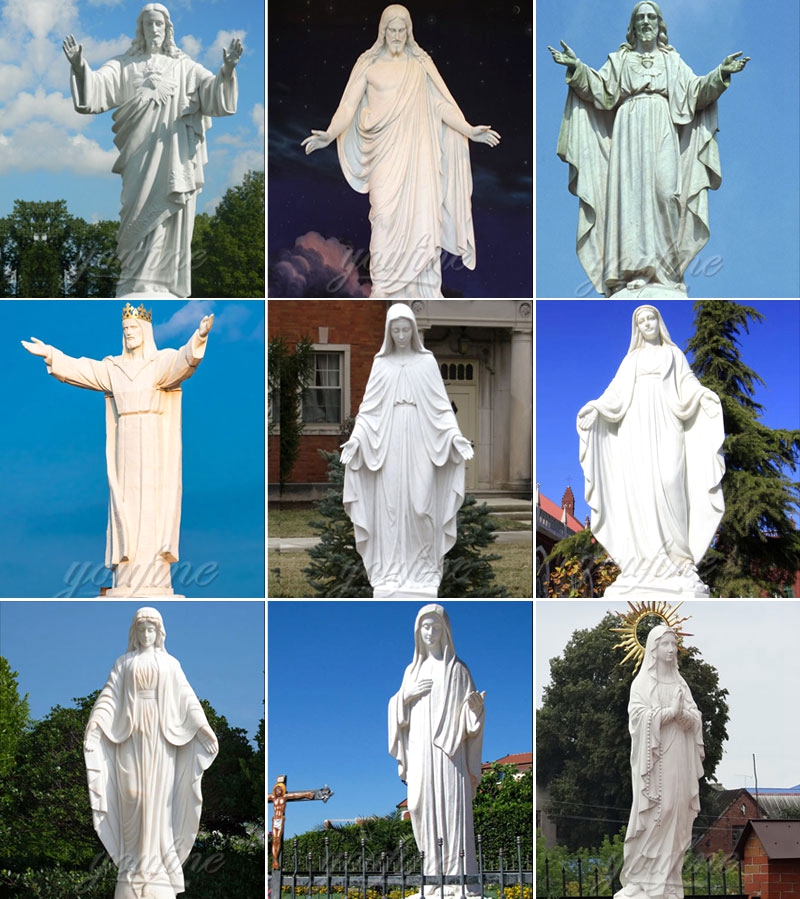 Catholic Holy Family White Marble Statue on sale