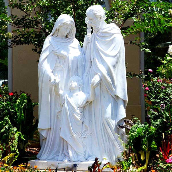 Catholic Holy Family White Marble Statues