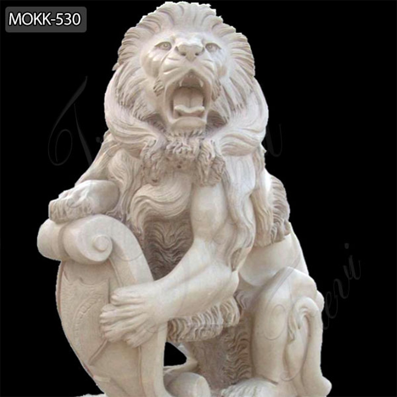 Hand Carved Marble Guardian Lion Statues