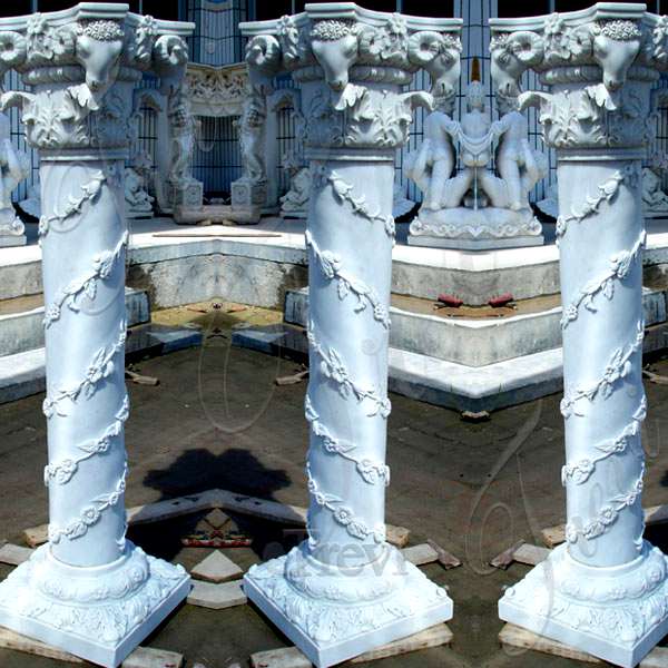 Hand Carved White Marble Pillars Decorative House Pillars for Sale