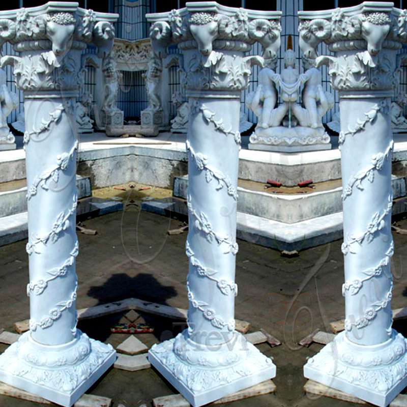 Hand Carved White Marble Pillars Decorative House Pillars