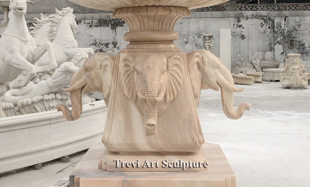 large marble elephant fountain details