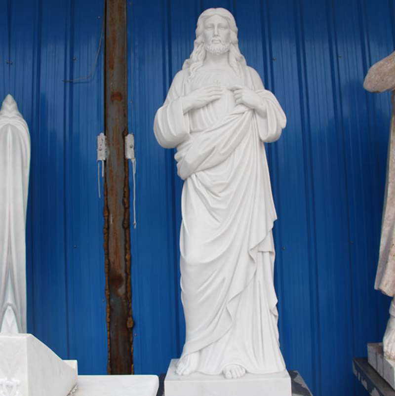 Large Sacred Heart Jesus Christ Religious Garden Marble Sculpture for Sale