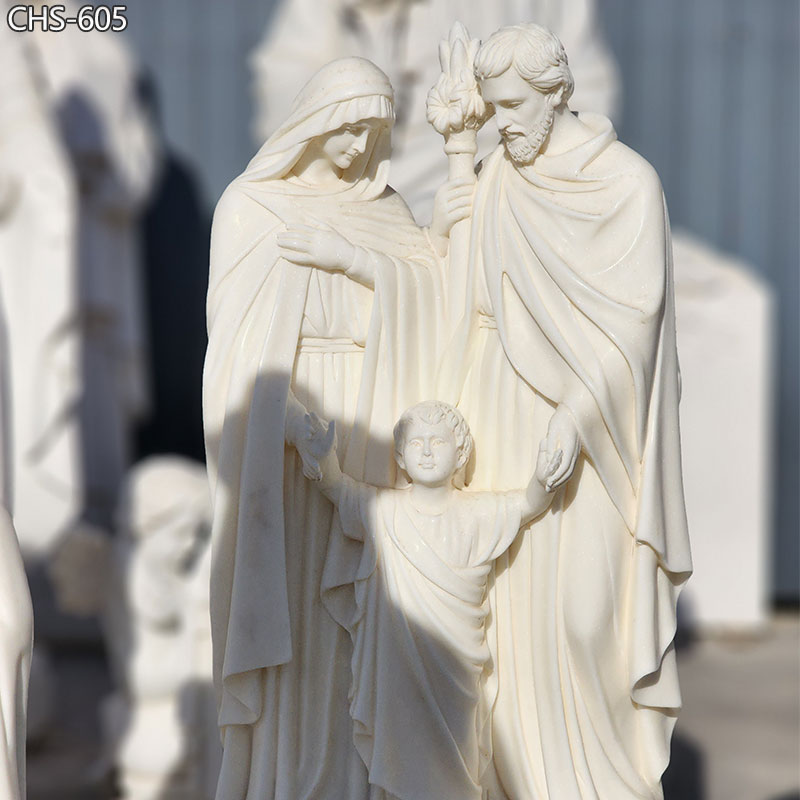Life-Size-Outdoor-Catholic-Holy-Family-White-Marble-Statue