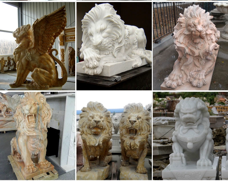 Marble Hand Carved Lion Statues for sale