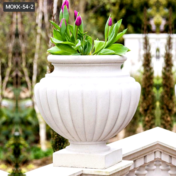 Modern Outdoor White Marble Planter Pot