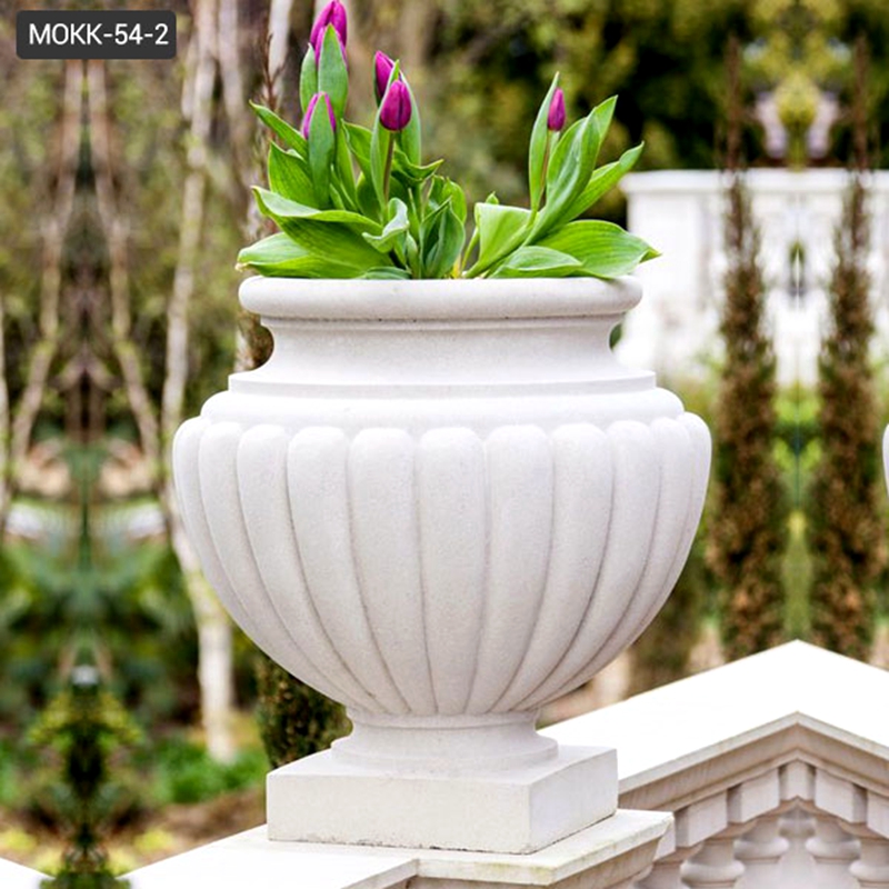 Modern Outdoor White Marble Planter Pots