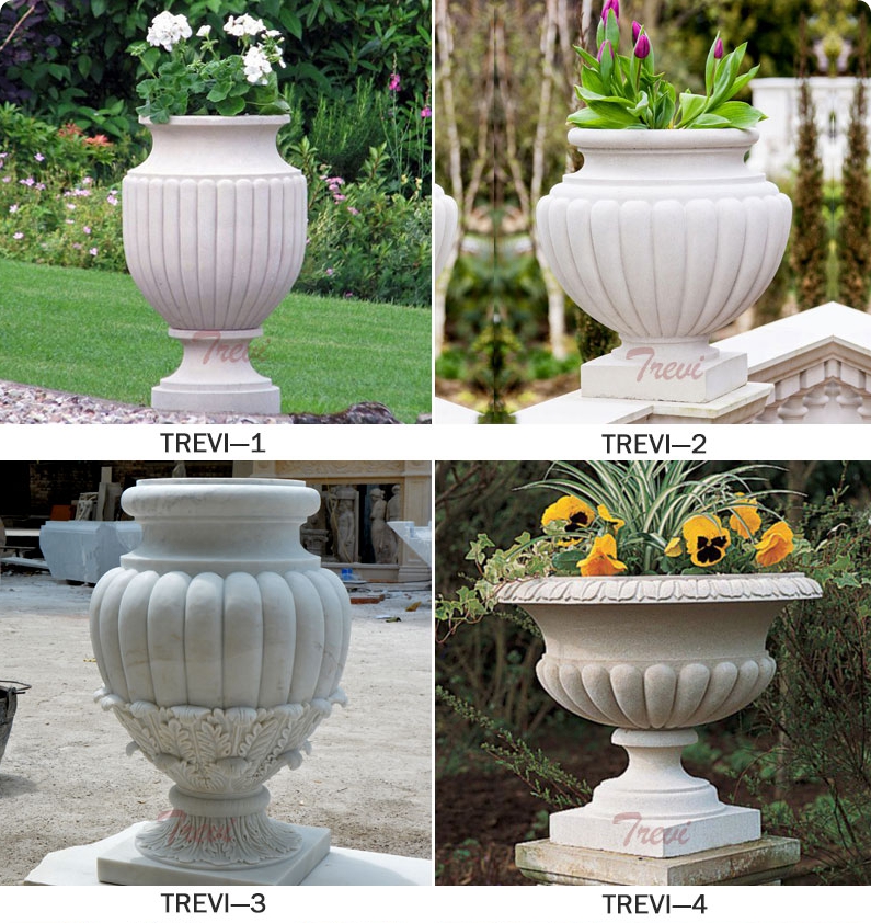 Outdoor White Marble Planter Pots on sale