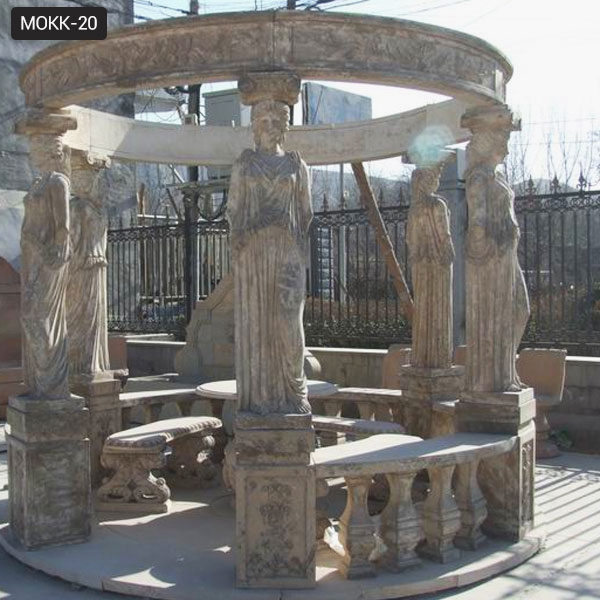 Round Gazebo Marble Statue Pavilion with Female