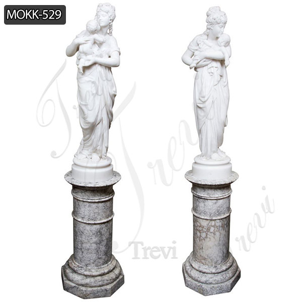 White Marble Belle with Baby Statue