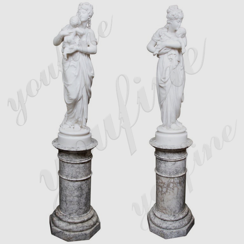 White Marble Belle with Baby Statues