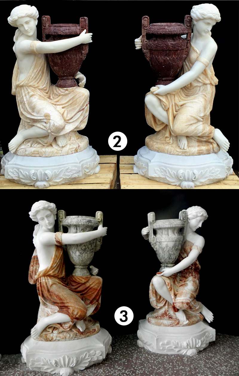 White Marble Carved Statue Planters