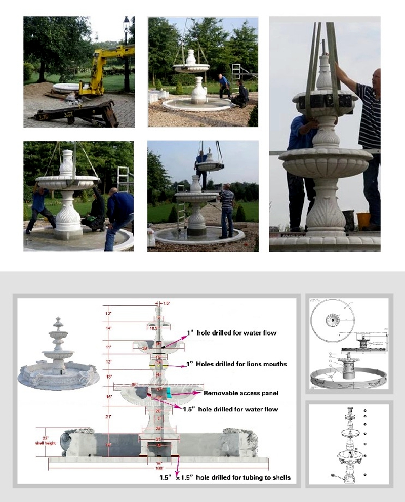 process-of Two Tiered Garden Simple Marble Fountain