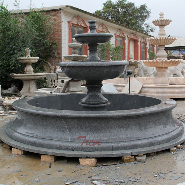 Best Outdoor Black Granite Two Tiered Garden Fountain Online