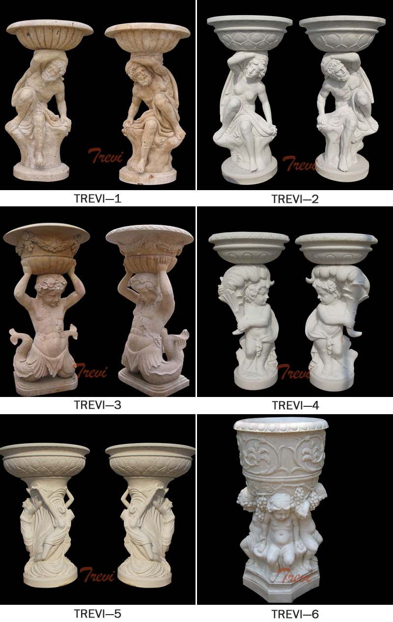 Decoration White Marble Planters with Figure Carving