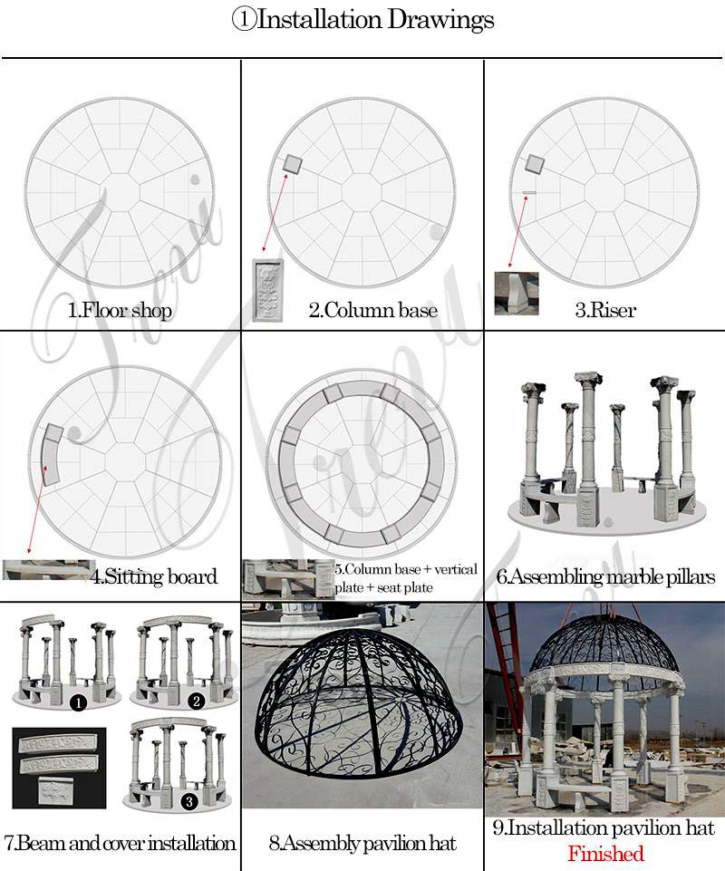 Hand Carved Marble Stone Garden Pavilion MOKK-91