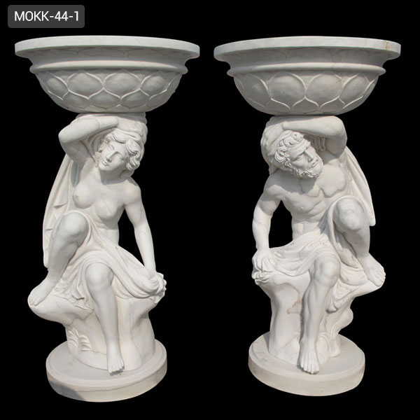 High Quality Decoration White Marble Planters with Figure Carving