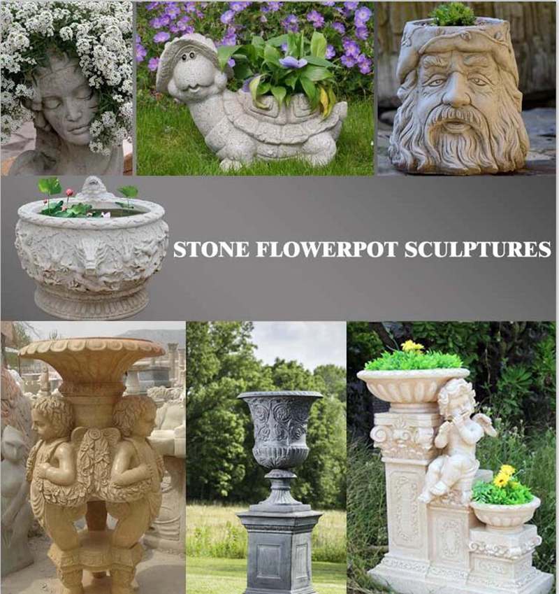 High Quality Decoration White Marble Planters with Figures