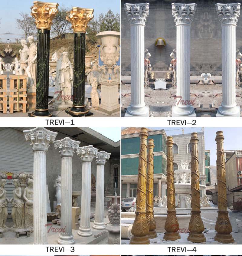 Large Marble Roman Column with Figure Statue Design for Sale