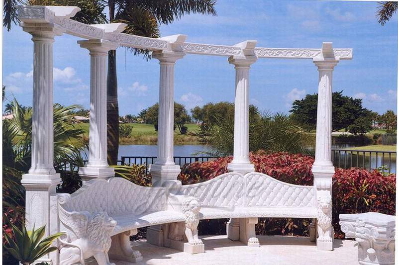 Outdoor-garden-decorative-marble-gazebo-with-bench