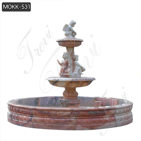 Two Tiered Natural Stone Water Fountain Carved Angel Statues