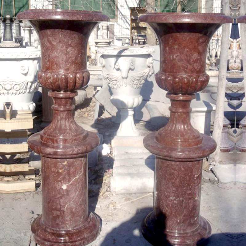 marble manufacturer supply unique elegant tall design marble flower pots and planters with deep basin for decor
