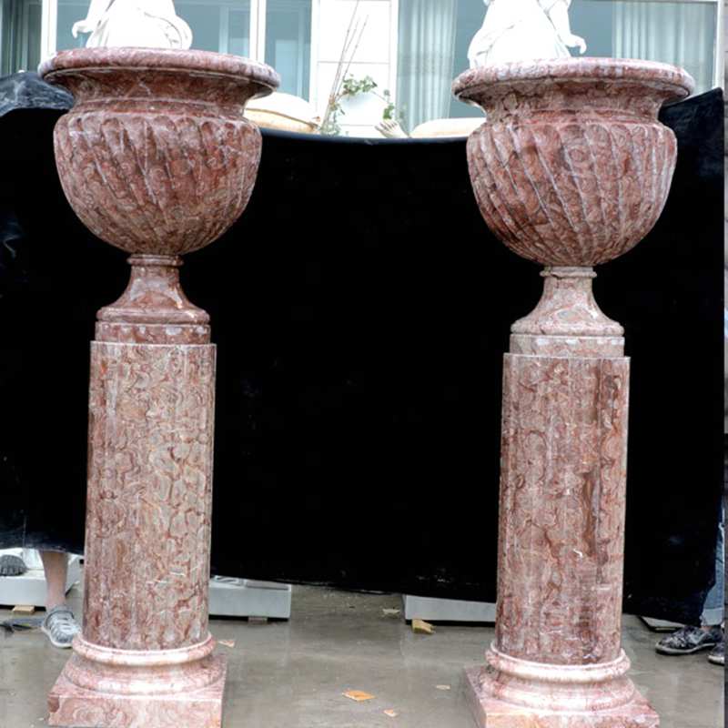 marble manufacturer supply unique tall elegant design marble flower pots and planters with deep basin for decor