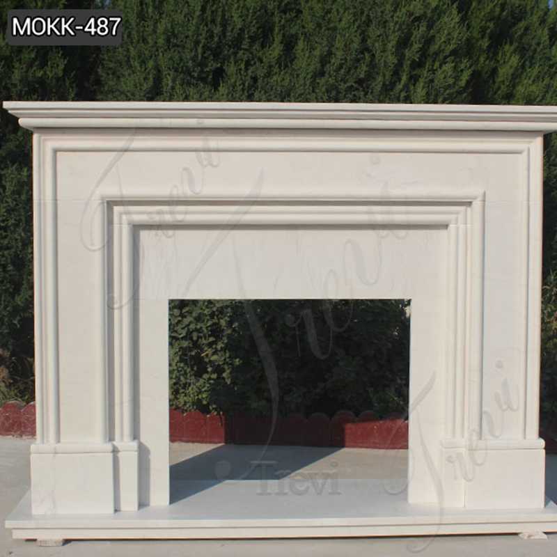 Contemporary Simple White Marble Fireplace Mantel Design for Sale