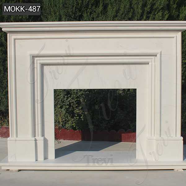 Contemporary Simple White Marble Fireplace Mantel Design