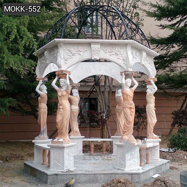 Hand Carved Marble Stone Gazebo with Lady Statue from Factory Supply