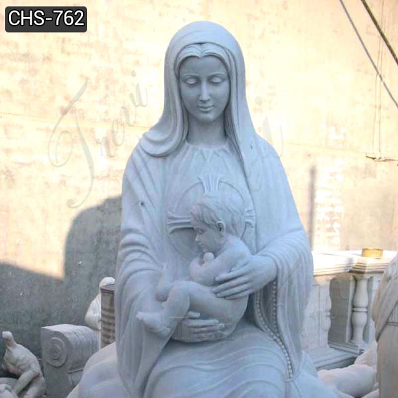 Life Size Marble Virgin Mary and Baby Jesus Statue