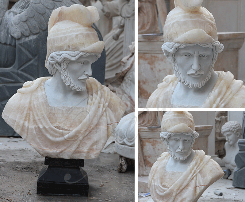 Life Size Roman Marble Bust Statue of a Man