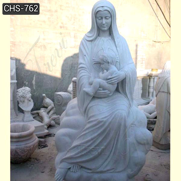 Marble Virgin Mary and Baby Jesus Statue for SaleMarble Virgin Mary and Baby Jesus Statue for Sale