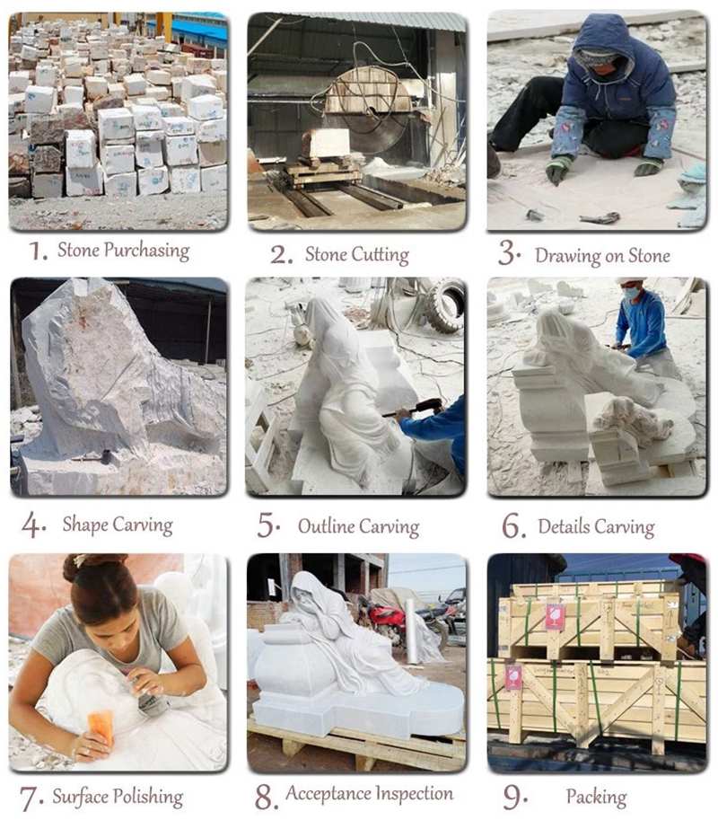 process of Handmade Famous Sphinx Marble Statue