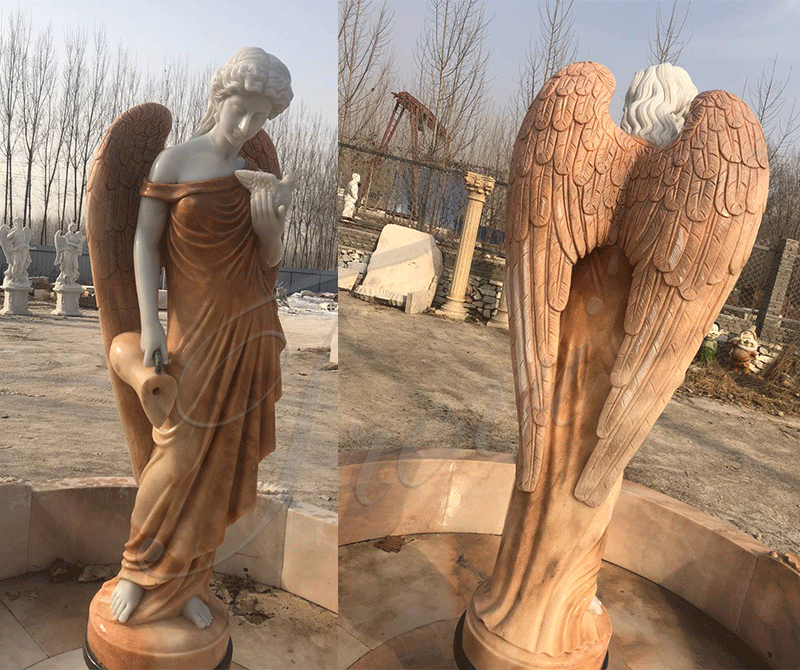 Custom Made Outdoor Marble Fountain with Angle Statue