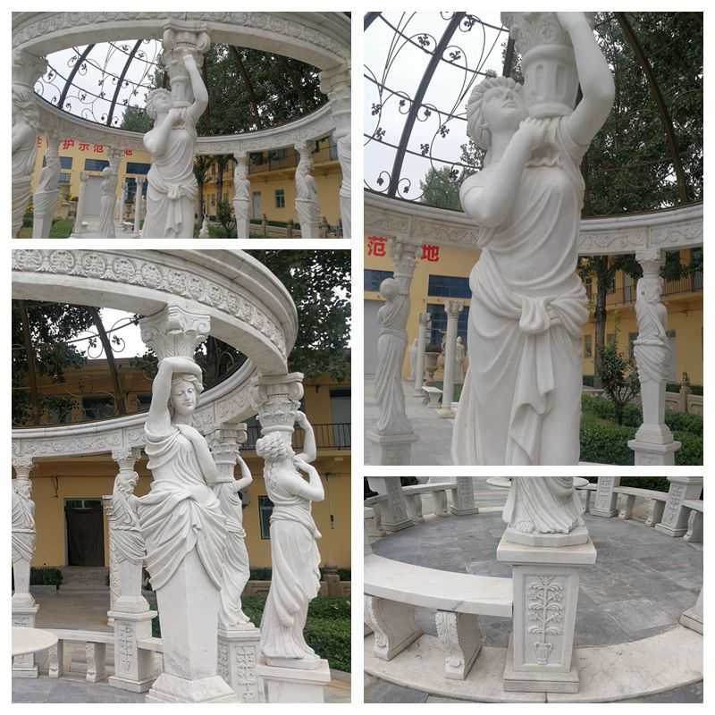 Custom Made Large White Marble Column Gazebo