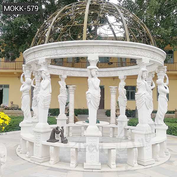 Outdoor Large White Marble Column Gazebo