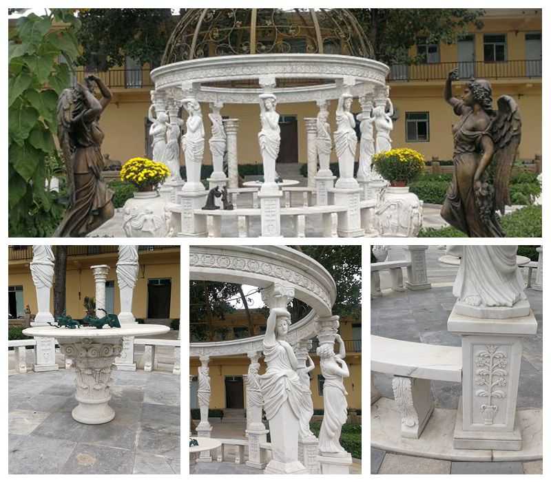 Outdoor Large White Marble Gazebo