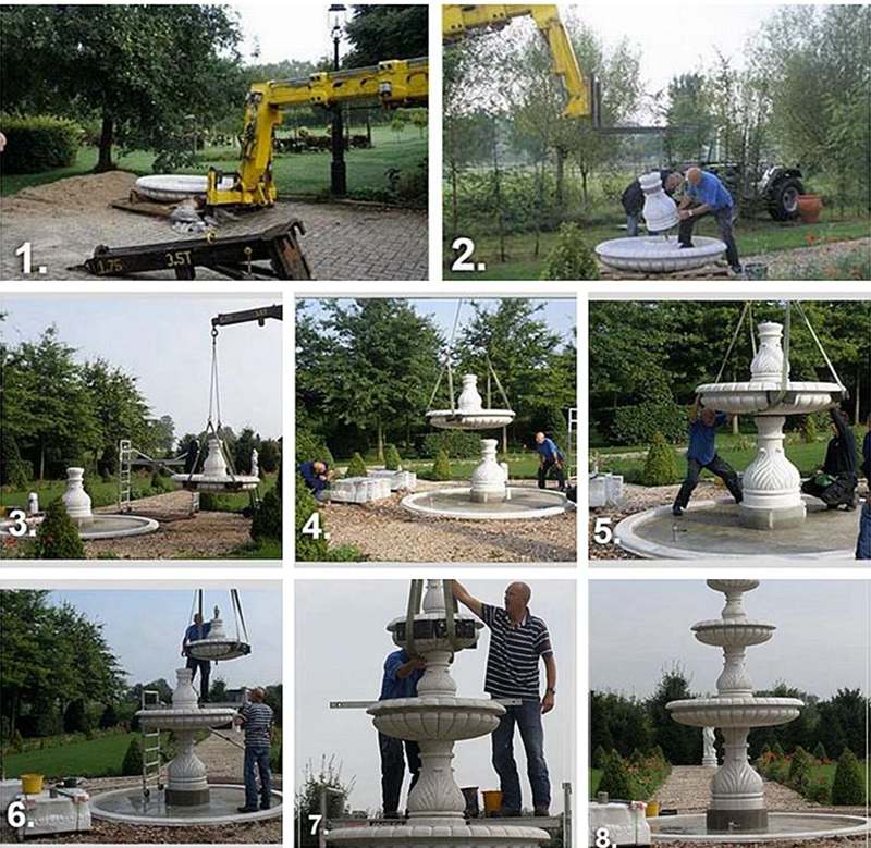 Two Tiered Marble Fountain installation