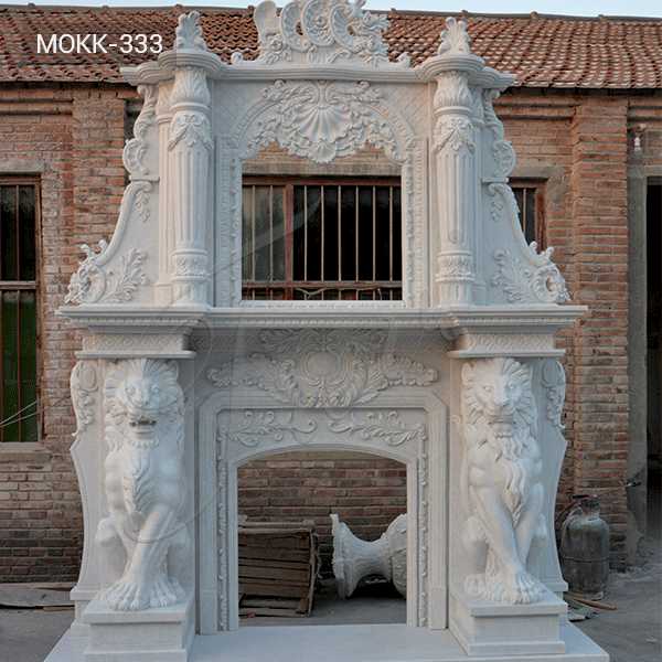 Adornment Hand Carved Double White Marble Fireplace Supplier