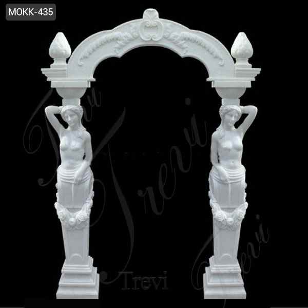 Hand Carved Arched White Marble Door Frame for Home Decoration