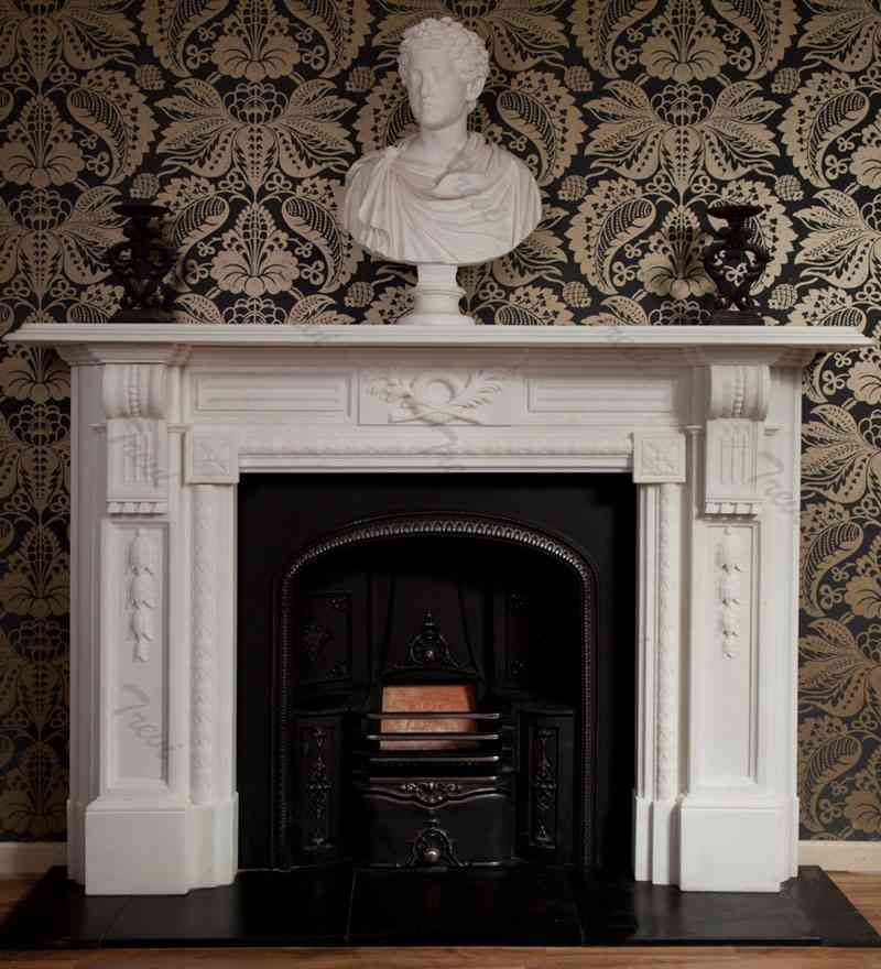 Hand Carved White Marble Georgian Fireplace Mantels and Surrounds for Sale