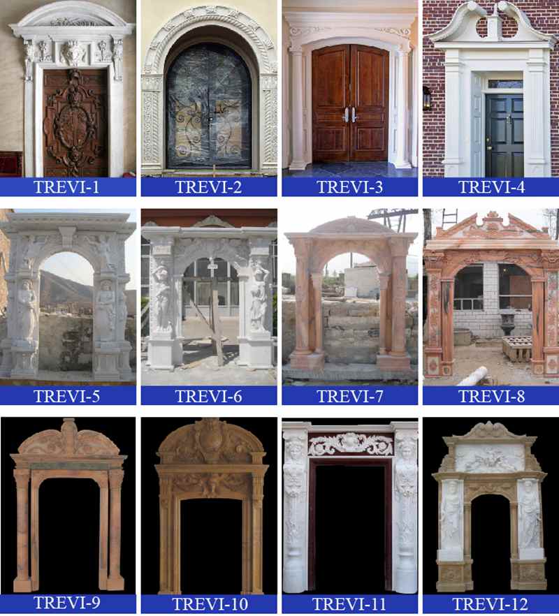 Modern Arched Beige Marble Door Frame