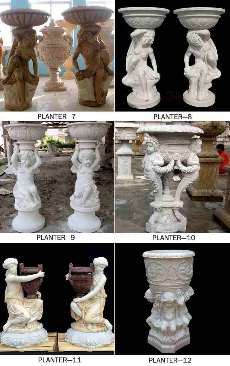 natural marble flower pot