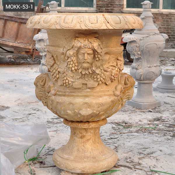 Antique Decorative Large Yellow Marble Flower Pot Supplier