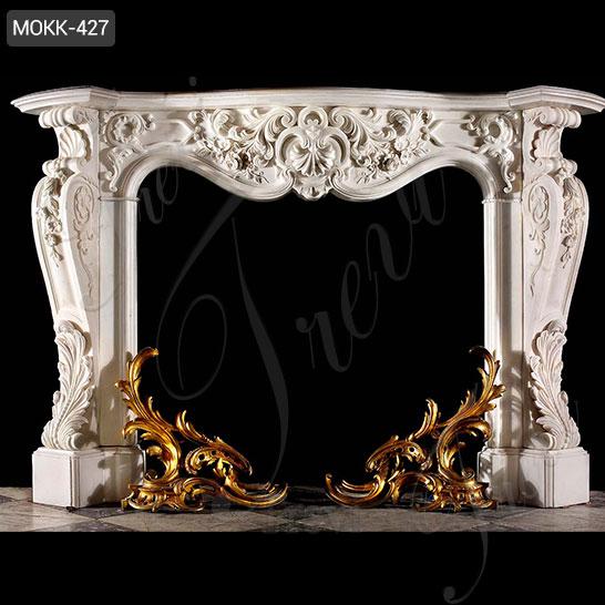 Exquisite Hand Carved White Marble French Fireplace Mantel Manufacturer