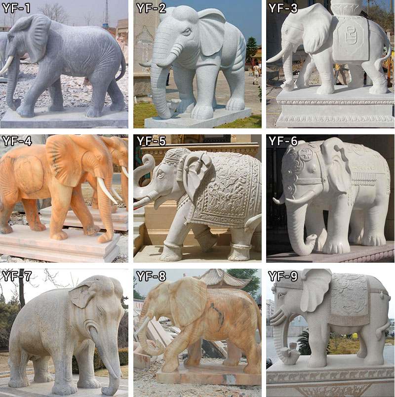 hand carved marble elephant stone sculpture