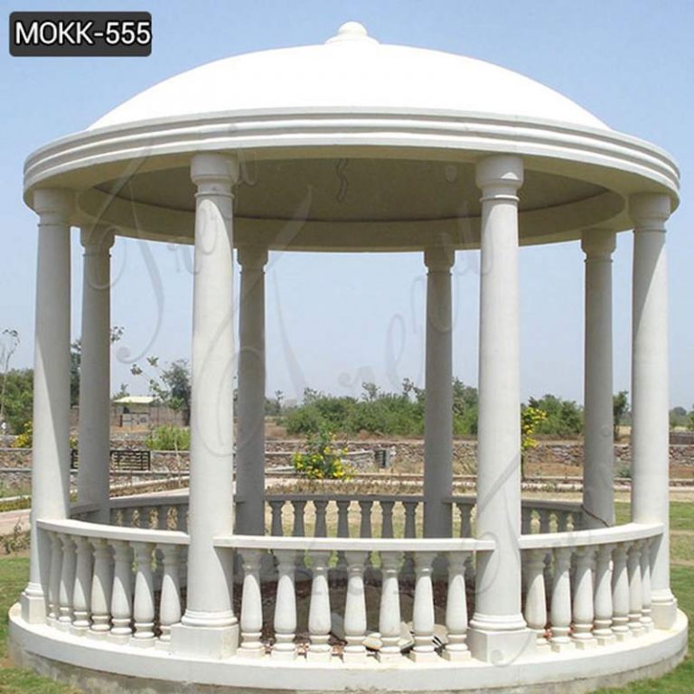 Beautiful Pure White Marble Column Gazebo for Outdoor Decor Supplier