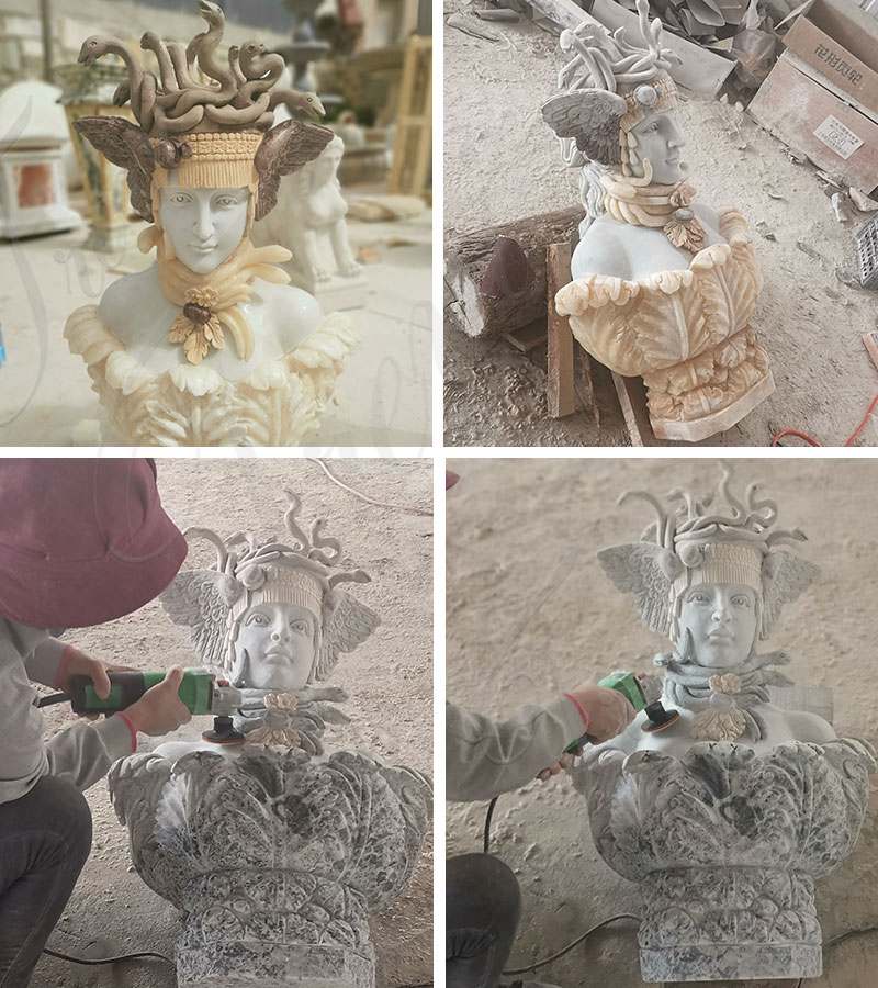 process of Hand of Medusa Marble Art Sculpture